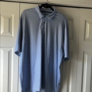 Roundtree & Yorke Blue Gingham Polo Shirt